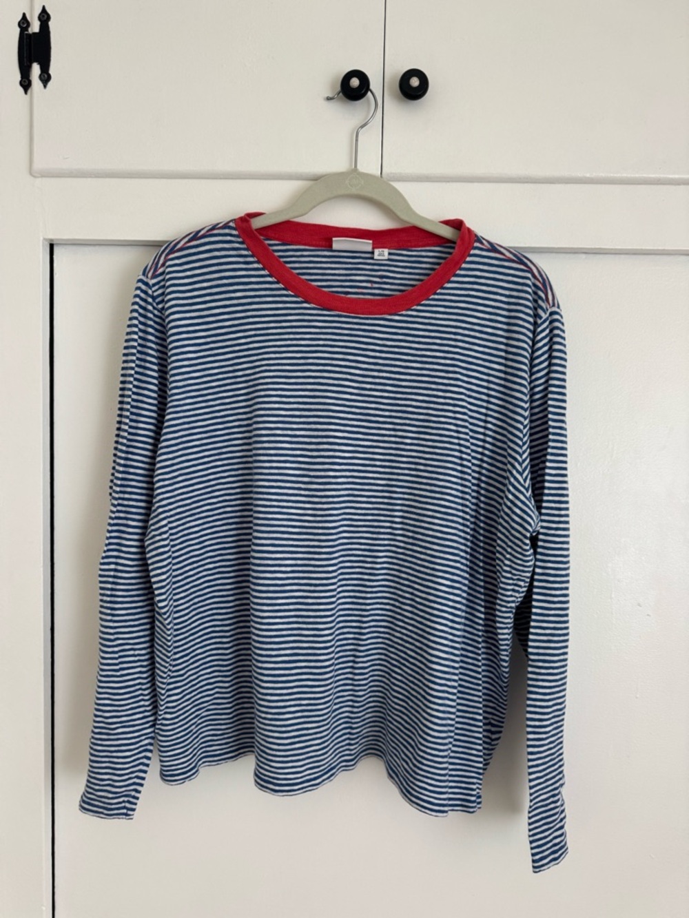 Clare V.  Blue & Cream mini stripe long sleeve tee